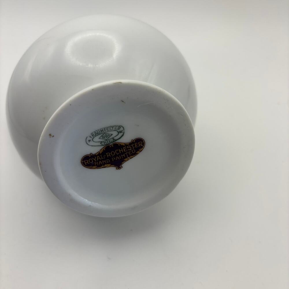 Royal Rochester Hand Painted Chocolate Pot Bird Floral Chrome Lid Vintage - Picture 6 of 6